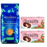 Кофе зерно и 2 пачки печенья